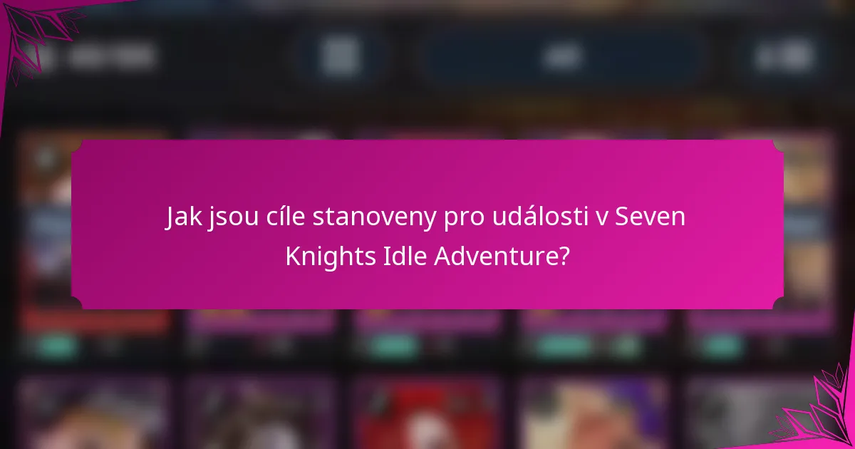 Jak jsou cíle stanoveny pro události v Seven Knights Idle Adventure?